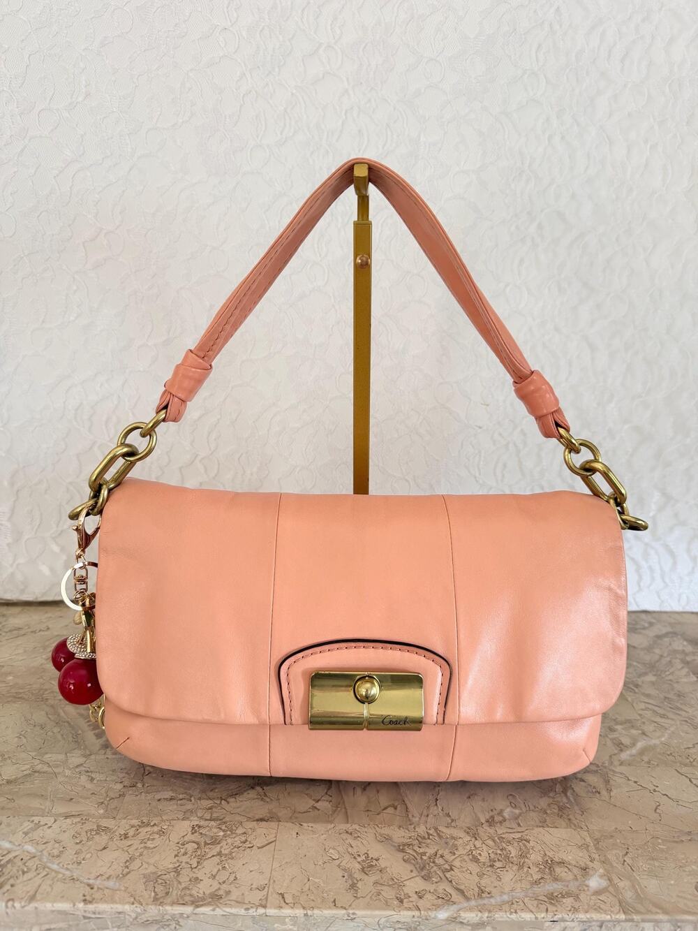 Vintage Y2K Coach Kristin 14755 salmon Leather small Shoulder Bag